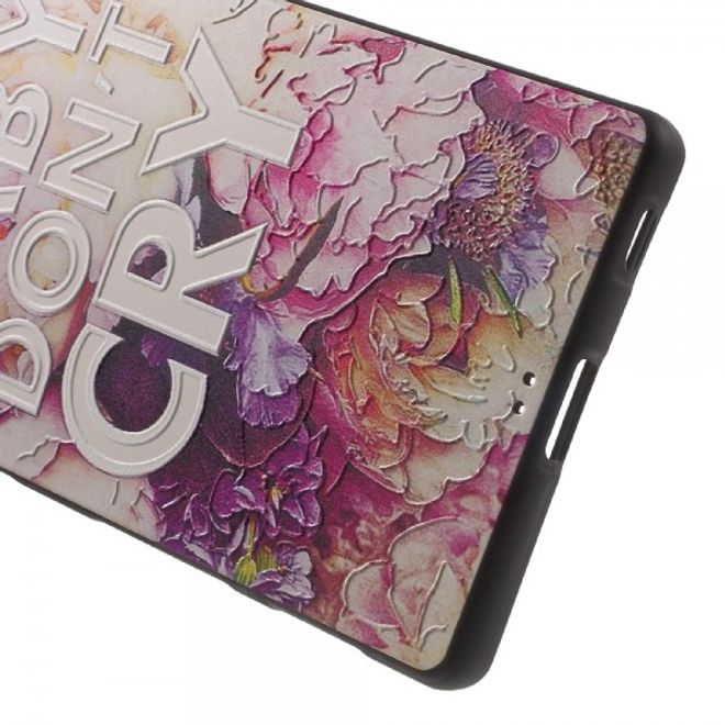 Sony Xperia Z5/Z5 Dual Elastische Plastik Case Hülle mit Blumen und Schriftzug