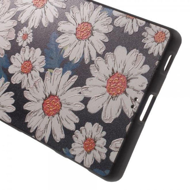 Sony Xperia Z5/Z5 Dual Elastische Plastik Case Hülle mit weissen Blumen