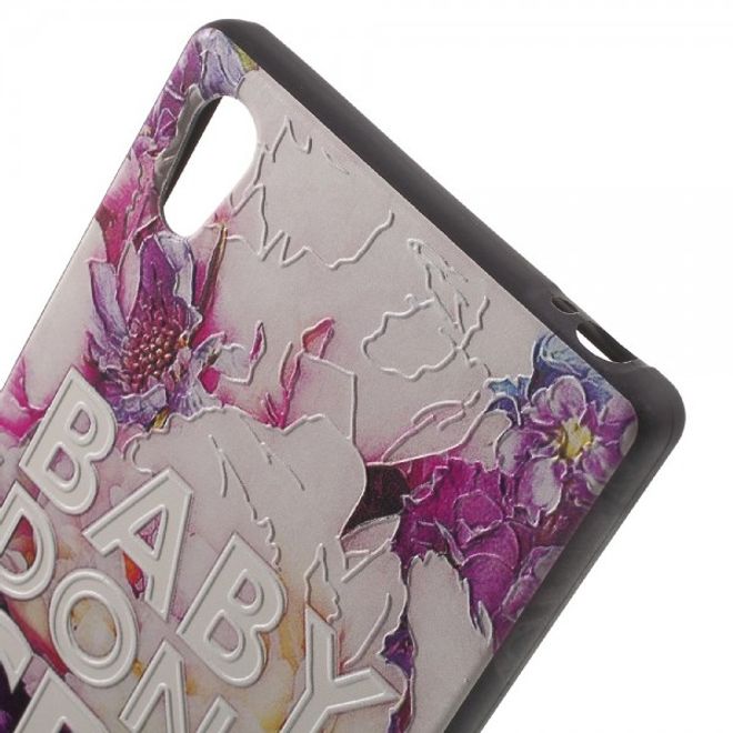 Sony Xperia Z5/Z5 Dual Elastische Plastik Case Hülle mit Blumen und Schriftzug
