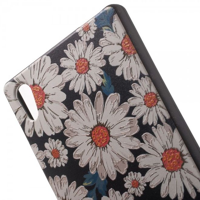 Sony Xperia Z5/Z5 Dual Elastische Plastik Case Hülle mit weissen Blumen