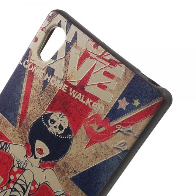 Sony Xperia Z5/Z5 Dual Elastische Plastik Case Hülle mit Frau und UK Flagge