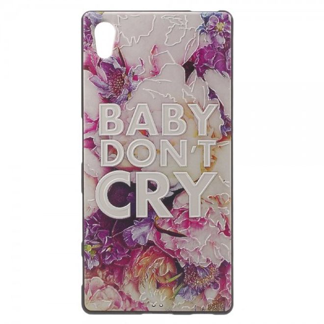 Sony Xperia Z5/Z5 Dual Elastische Plastik Case Hülle mit Blumen und Schriftzug