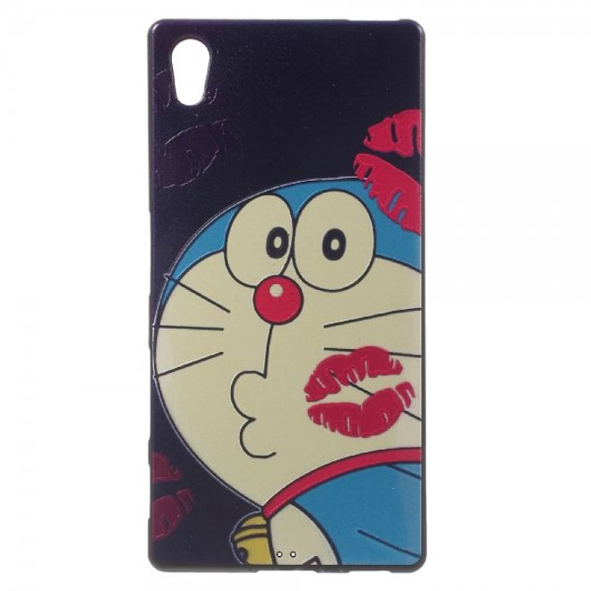Sony Xperia Z5/Z5 Dual Elastische Plastik Case Hülle mit blauer Katze