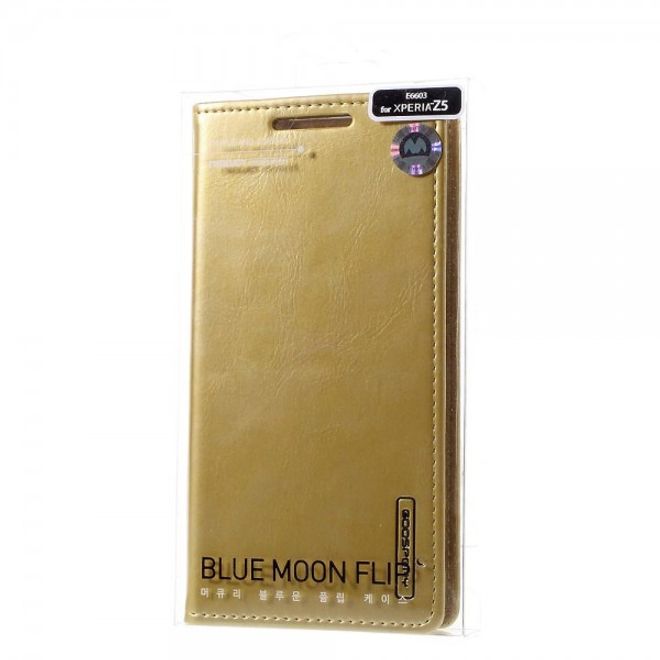 Goospery - Sony Xperia Z5/Z5 Dual Hülle - Handy Bookcover - Bluemoon Flip Series - gold