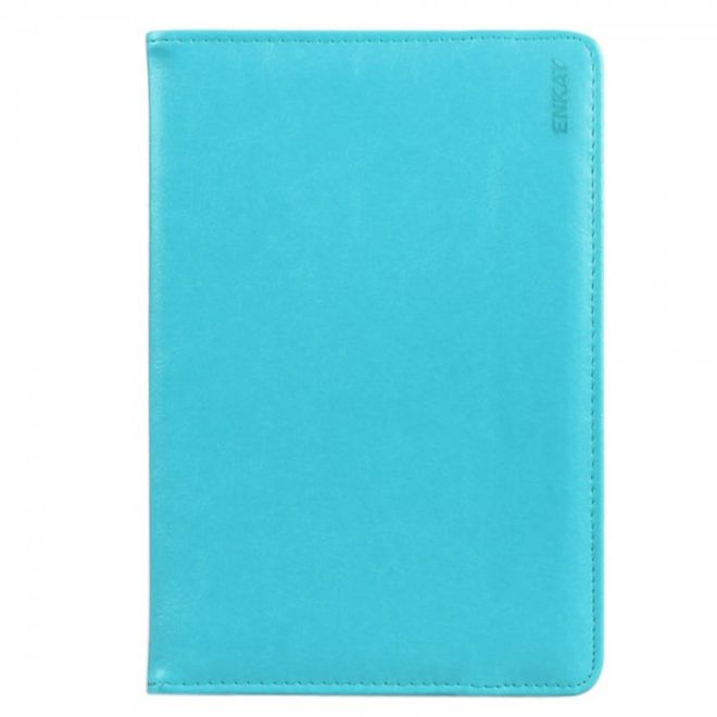 Universelle Crazy Horse Leder Case Hülle von Enkay für Tablets mit einer Länge von 185-225m und Breite von 110-140mm - hellblau