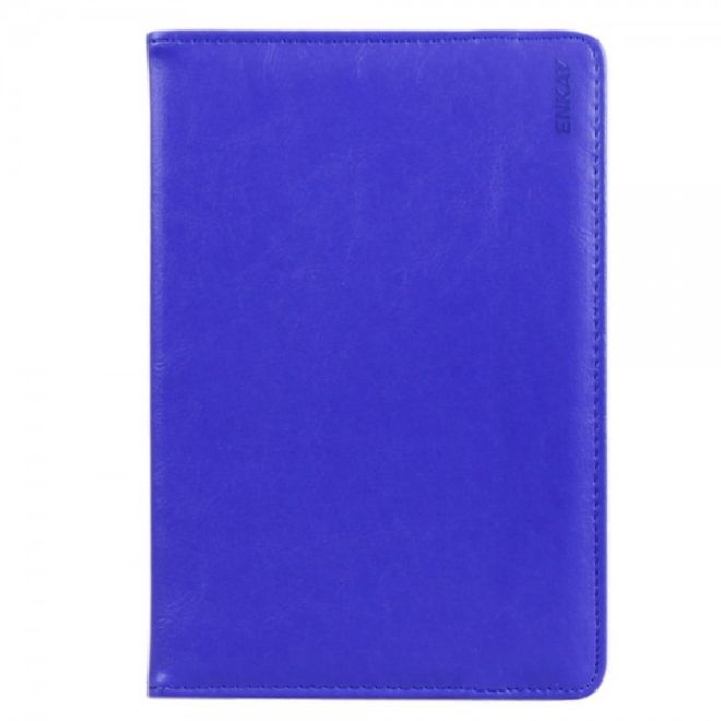 Universelle Crazy Horse Leder Case Hülle von Enkay für Tablets mit einer Länge von 185-225m und Breite von 110-140mm - dunkelblau