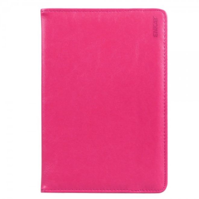 Universelle Crazy Horse Leder Case Hülle von Enkay für Tablets mit einer Länge von 185-225m und Breite von 110-140mm - rosa