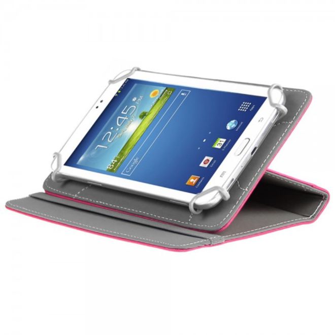 Universelle Crazy Horse Leder Case Hülle von Enkay für Tablets mit einer Länge von 185-225m und Breite von 110-140mm - rosa