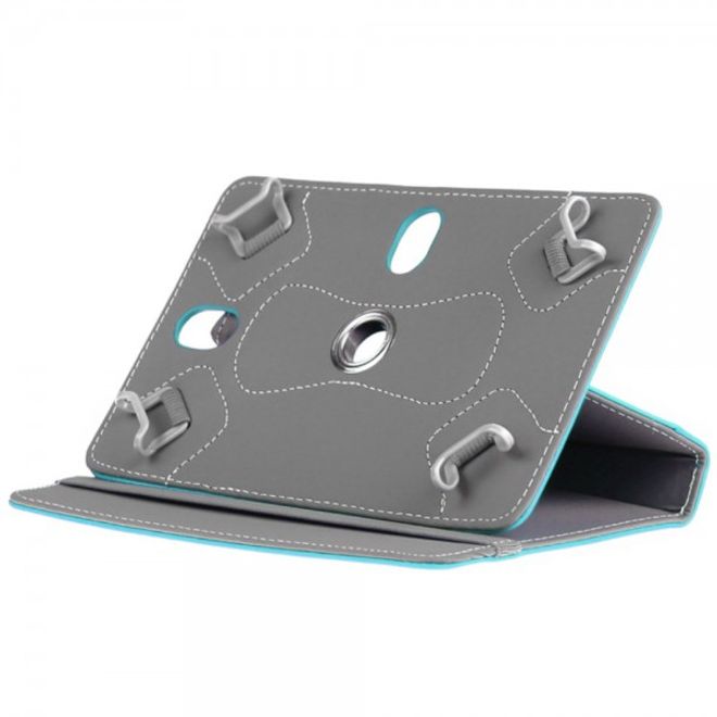 Universelle Crazy Horse Leder Case Hülle von Enkay für Tablets mit einer Länge von 185-225m und Breite von 110-140mm - hellblau