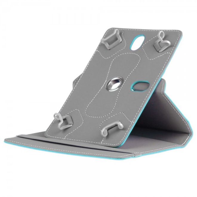 Universelle Crazy Horse Leder Case Hülle von Enkay für Tablets mit einer Länge von 185-225m und Breite von 110-140mm - hellblau