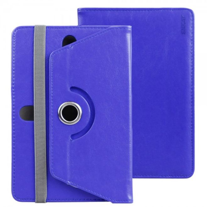 Universelle Crazy Horse Leder Case Hülle von Enkay für Tablets mit einer Länge von 185-225m und Breite von 110-140mm - dunkelblau
