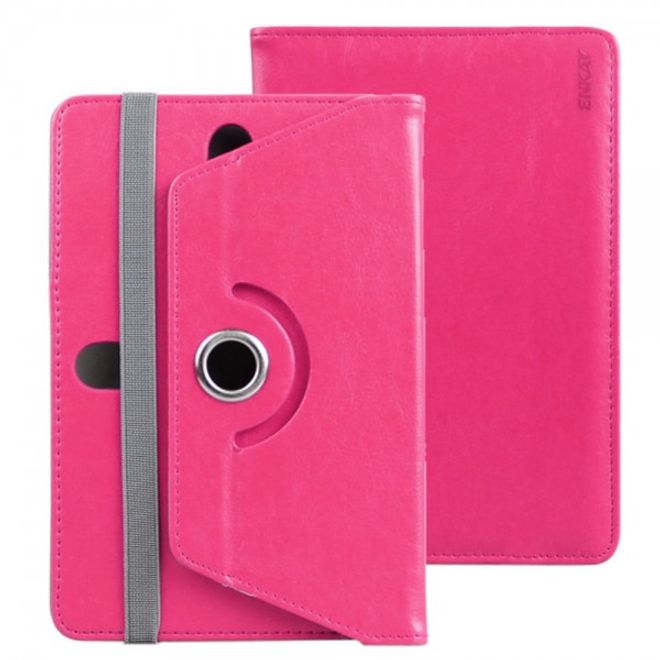 Universelle Crazy Horse Leder Case Hülle von Enkay für Tablets mit einer Länge von 185-225m und Breite von 110-140mm - rosa