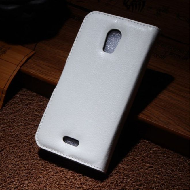 Wiko Darkmoon Schicke Leder Case Hülle mit Litchitextur - weiss