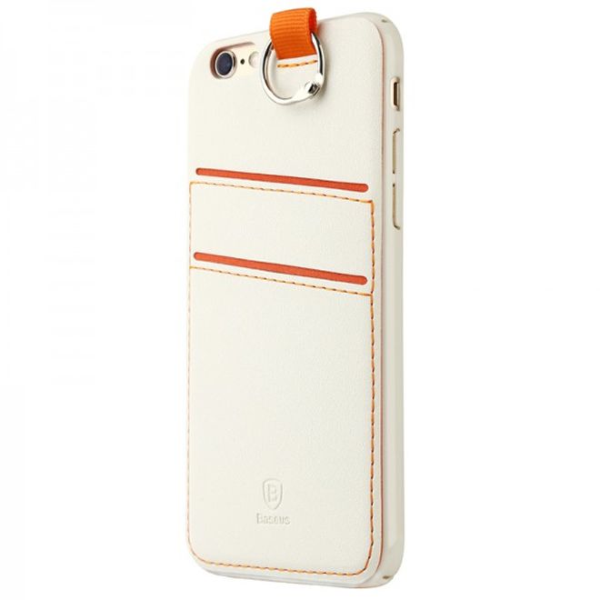 iPhone 6 Plus/6S Plus Baseus Lang Series Hart Plastik Case mit lederartigem Überzug - weiss