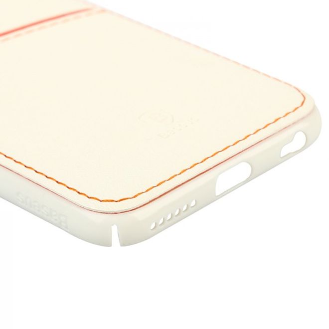 iPhone 6 Plus/6S Plus Baseus Lang Series Hart Plastik Case mit lederartigem Überzug - weiss