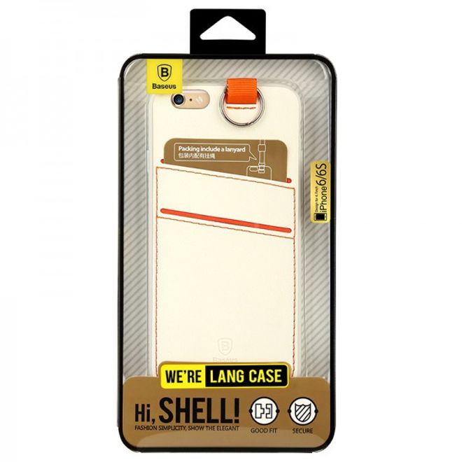 iPhone 6 Plus/6S Plus Baseus Lang Series Hart Plastik Case mit lederartigem Überzug - weiss