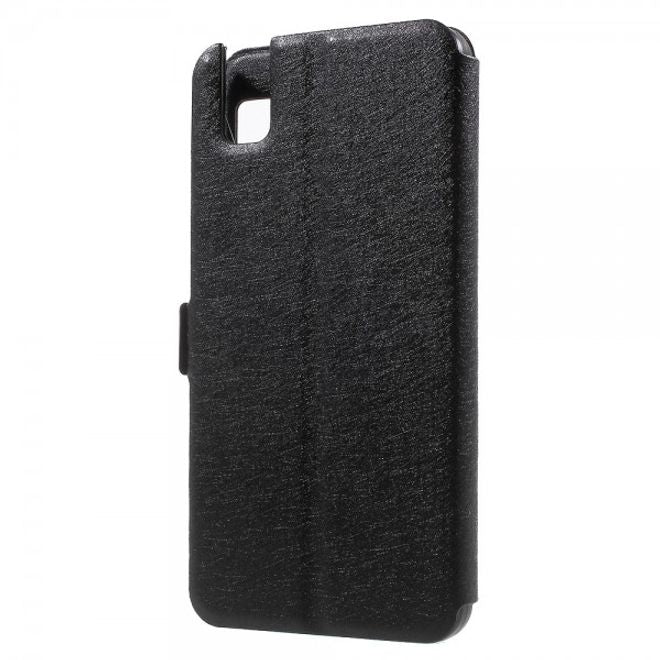 Huawei Honor 7i Leder Case mit zwei Öffnungen und Standfunktion - schwarz