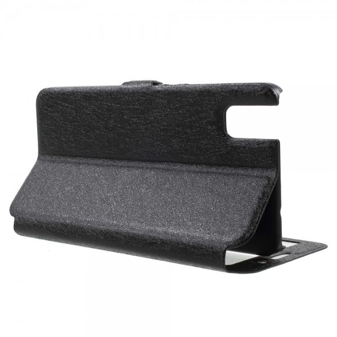 Huawei Honor 7i Leder Case mit zwei Öffnungen und Standfunktion - schwarz