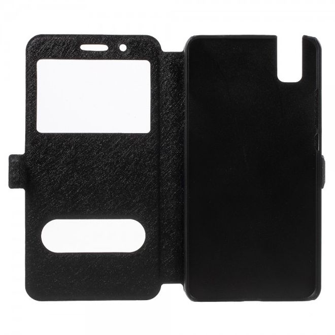 Huawei Honor 7i Leder Case mit zwei Öffnungen und Standfunktion - schwarz