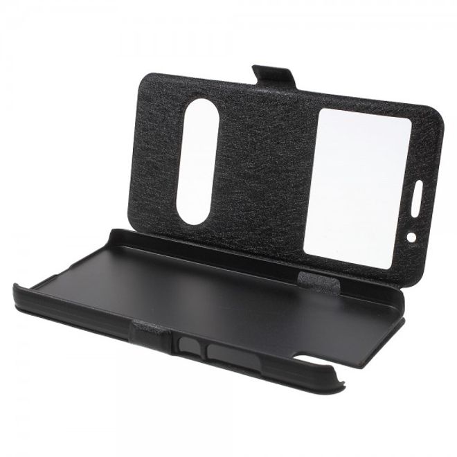 Huawei Honor 7i Leder Case mit zwei Öffnungen und Standfunktion - schwarz