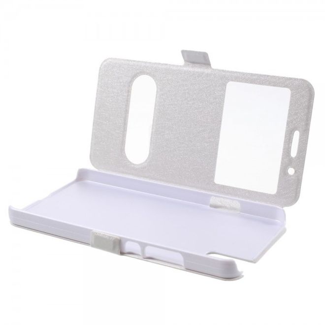 Huawei Honor 7i Leder Case mit zwei Öffnungen und Standfunktion - weiss