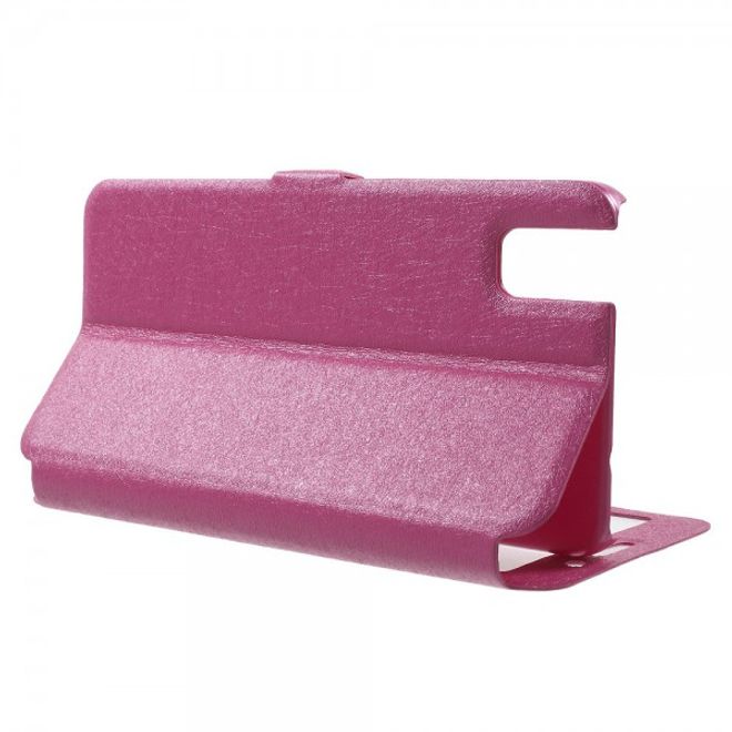 Huawei Honor 7i Leder Case mit zwei Öffnungen und Standfunktion - rosa