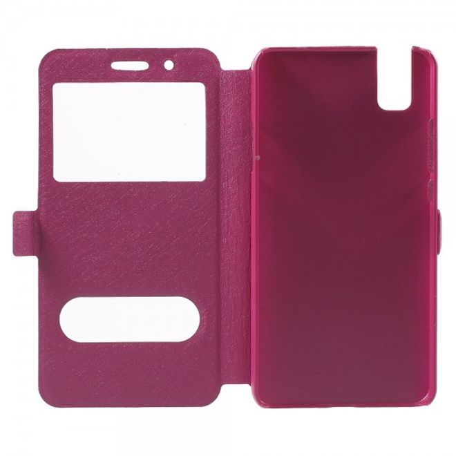 Huawei Honor 7i Leder Case mit zwei Öffnungen und Standfunktion - rosa