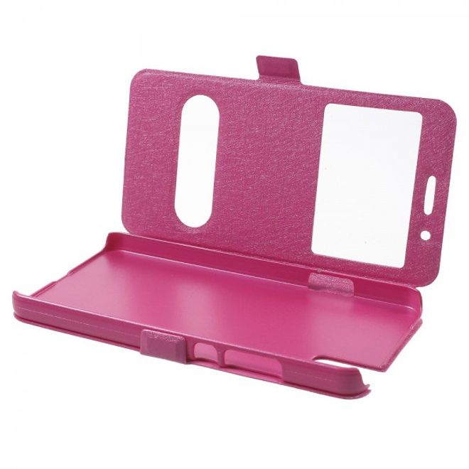 Huawei Honor 7i Leder Case mit zwei Öffnungen und Standfunktion - rosa