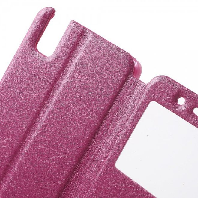 Huawei Honor 7i Leder Case mit zwei Öffnungen und Standfunktion - rosa