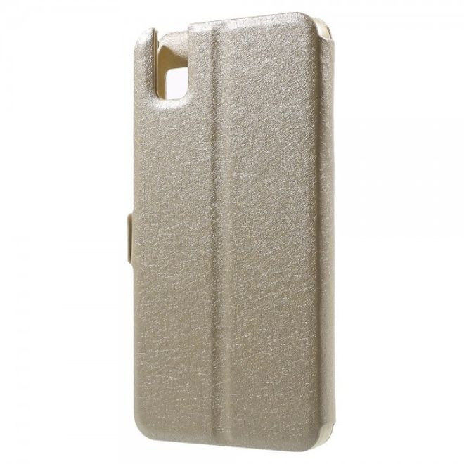 Huawei Honor 7i Leder Case mit zwei Öffnungen und Standfunktion - champagnerfarben