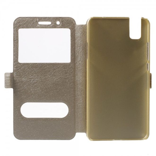 Huawei Honor 7i Leder Case mit zwei Öffnungen und Standfunktion - champagnerfarben