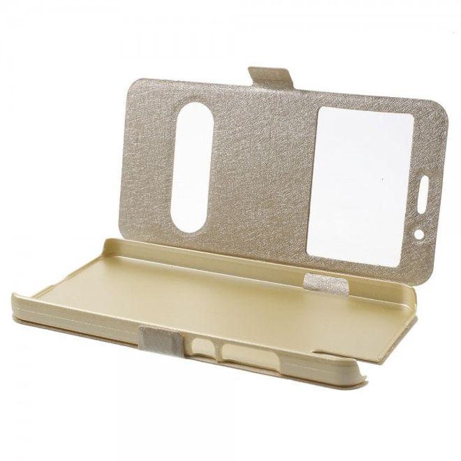 Huawei Honor 7i Leder Case mit zwei Öffnungen und Standfunktion - champagnerfarben