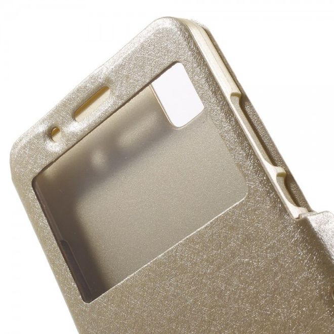 Huawei Honor 7i Leder Case mit zwei Öffnungen und Standfunktion - champagnerfarben