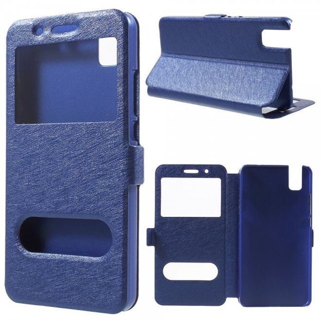 Huawei Honor 7i Leder Case mit zwei Öffnungen und Standfunktion - blau