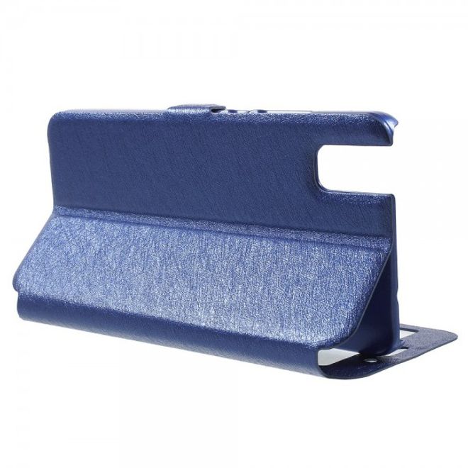 Huawei Honor 7i Leder Case mit zwei Öffnungen und Standfunktion - blau