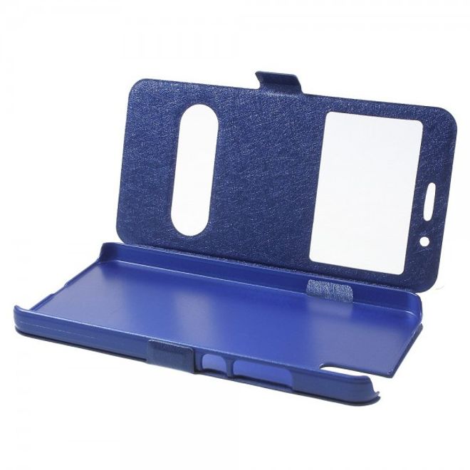 Huawei Honor 7i Leder Case mit zwei Öffnungen und Standfunktion - blau