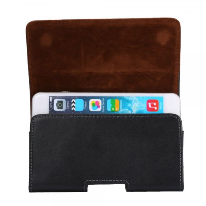 iPhone 6/6S Praktisches Echtleder Etui mit Gurthalterung - schwarz