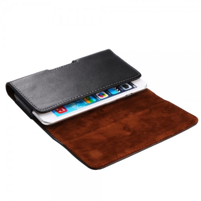 iPhone 6/6S Praktisches Echtleder Etui mit Gurthalterung - schwarz