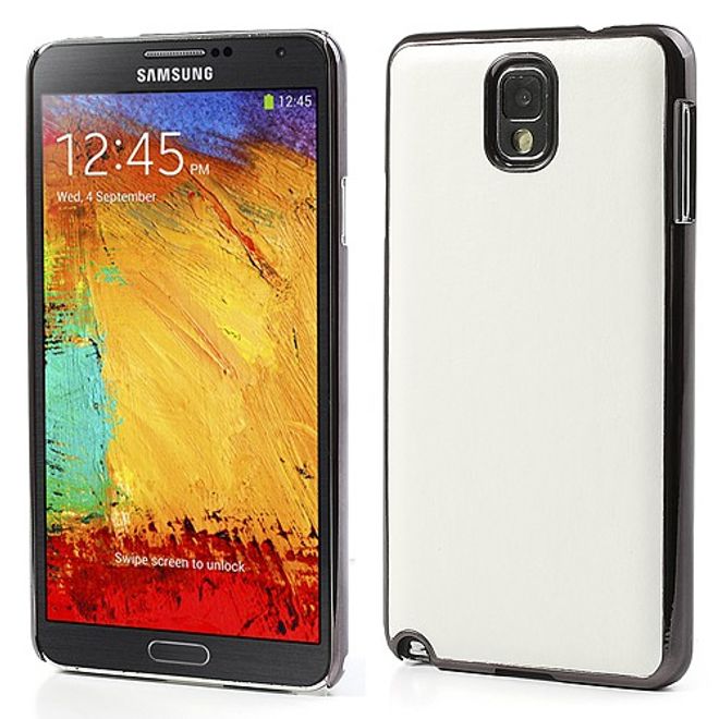 Samsung Galaxy Note 3 Crazy Horse lederüberzogenes Plastik Case - weiss