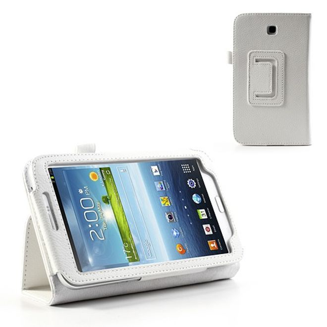 Samsung Galaxy Tab 3 7.0 Litchi-style Leder Case mit Standfunktion - weiss