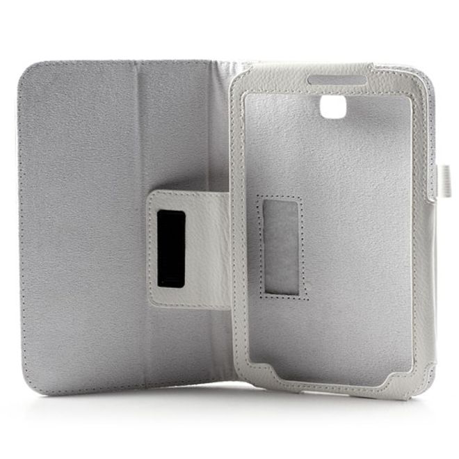 Samsung Galaxy Tab 3 7.0 Litchi-style Leder Case mit Standfunktion - weiss