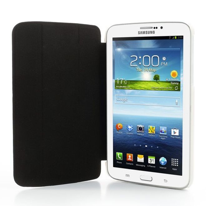 Samsung Galaxy Tab 3 7.0 Leder Case mit Plastik Rückseiten Case und diversen Standfunktionen - schwarz
