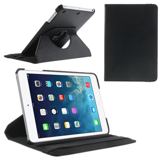 Étui de protection pour iPad Mini 1/2/3 - Couverture en similicuir - Rotation à 360° - Noir