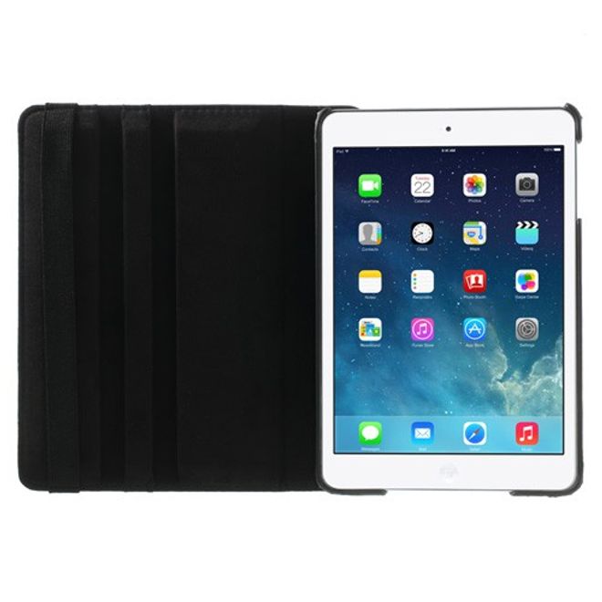 Étui de protection pour iPad Mini 1/2/3 - Couverture en similicuir - Rotation à 360° - Noir
