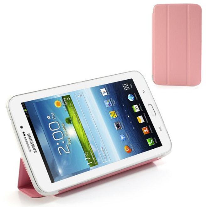 Samsung Galaxy Tab 3 7.0 Leder Case mit Plastik Rückseiten Case und diversen Standfunktionen - pink