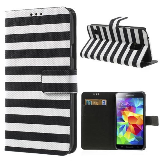 Samsung Galaxy S5 Mattes Leder Case - weiss/schwarz