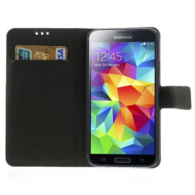 Samsung Galaxy S5 Mattes Leder Case - weiss/schwarz