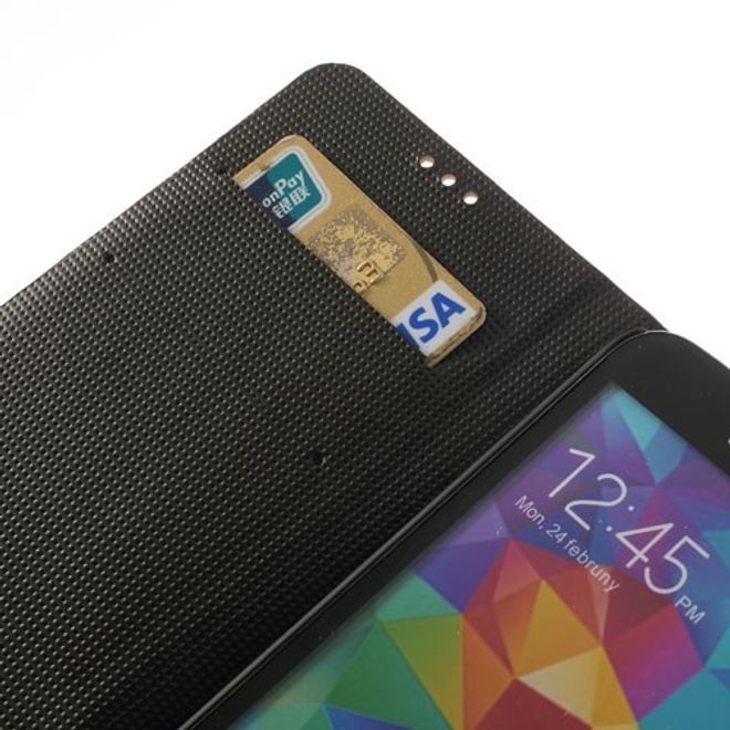 Samsung Galaxy S5 Mattes Leder Case - weiss/schwarz