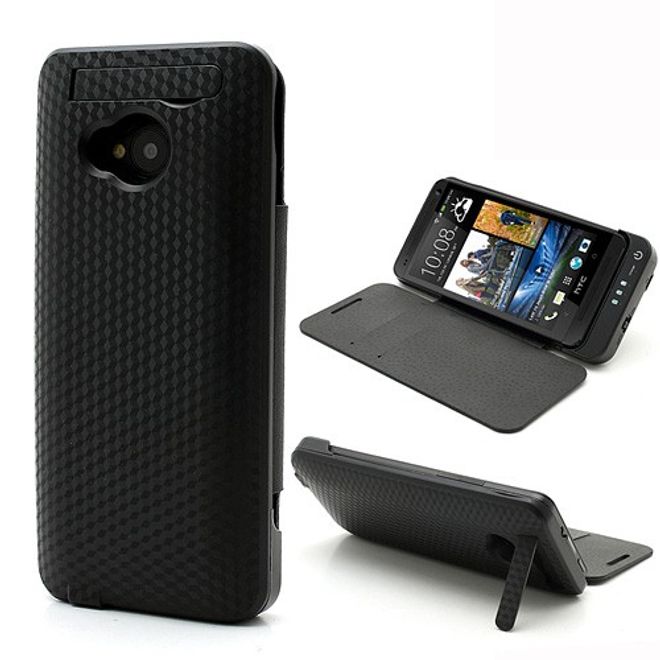 HTC One Texturiertes Batterie Case 3800mAh - schwarz