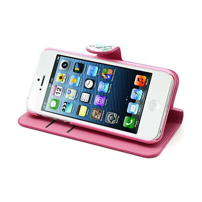 Étui magnétique en cuir pour iPhone SE/5S/5 avec papillons et motifs colorés